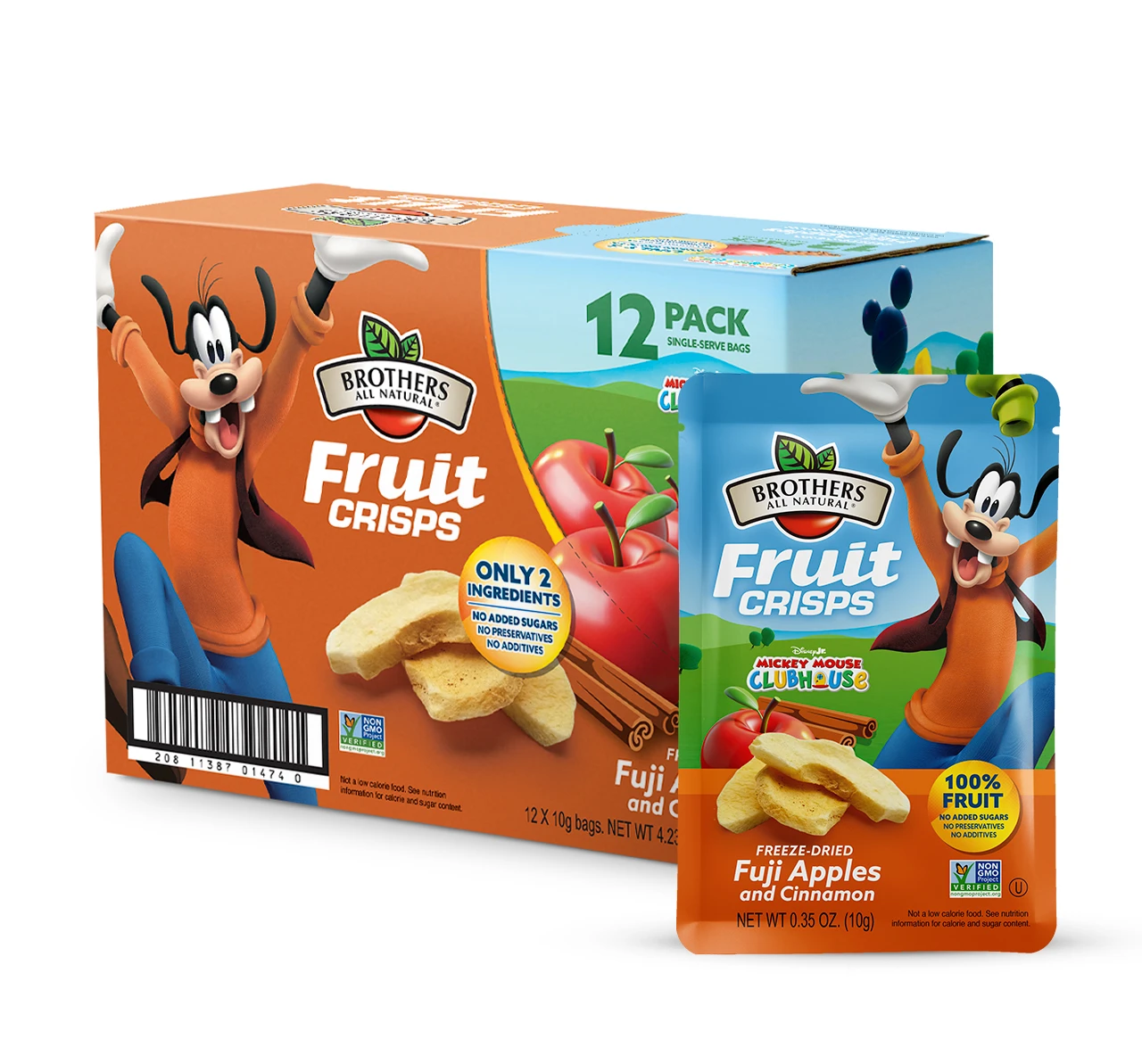 Disney freeze-dried apple cinnamon crisps featuring Goofy.