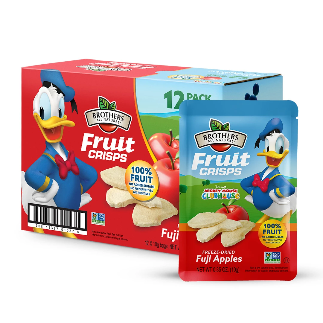 Disney freeze-dried apple crisps featuring Donald Duck.